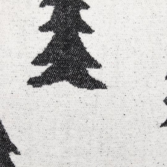 17" White and Black Forest Trees Worsted Christmas Square Throw Pillow